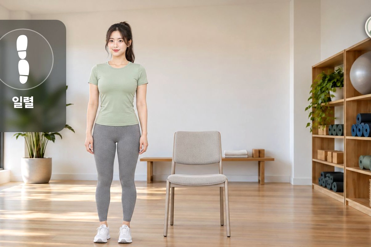 균형 검사 자세를 보여주는 영상 장면